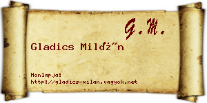 Gladics Milán névjegykártya